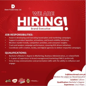 Brand Executive Role at Dawn Foods 2025