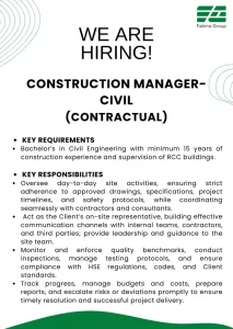 Construction Manager Civil on a Contractual Basis 2025