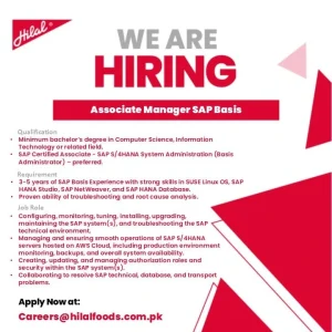Associate Manager SAP Basis at Hilal Foods 2025