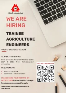 Trainee Agriculture Engineer to Master in 2025