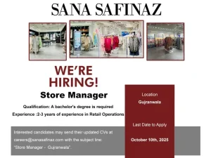 Store Manager at Sana Safinaz in Gujranwala